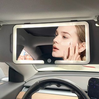 Gương trang điểm ô tô SEAMETAL có đèn Led 3 màu có thể điều chỉnh độ sáng HD Tấm che nắng Gương điều khiển cảm ứng