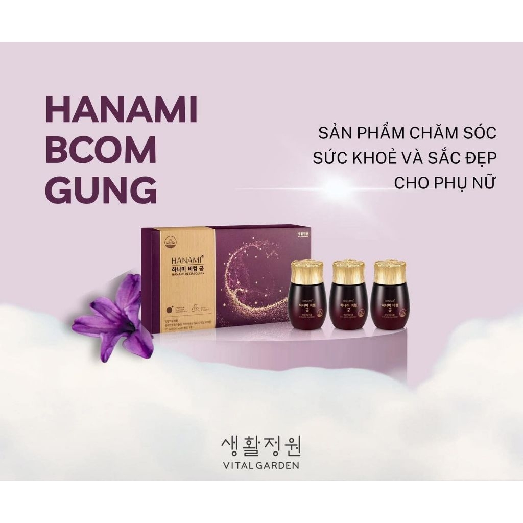 Viên Uống Hanami Bcom Gung 84 viên x 3 lọ - Bổ Sung Nội Tiết Cho Chị Em Phụ Nữ, Vừa Khỏe Mạnh Dẻo Dai Vừa Đẹp Da