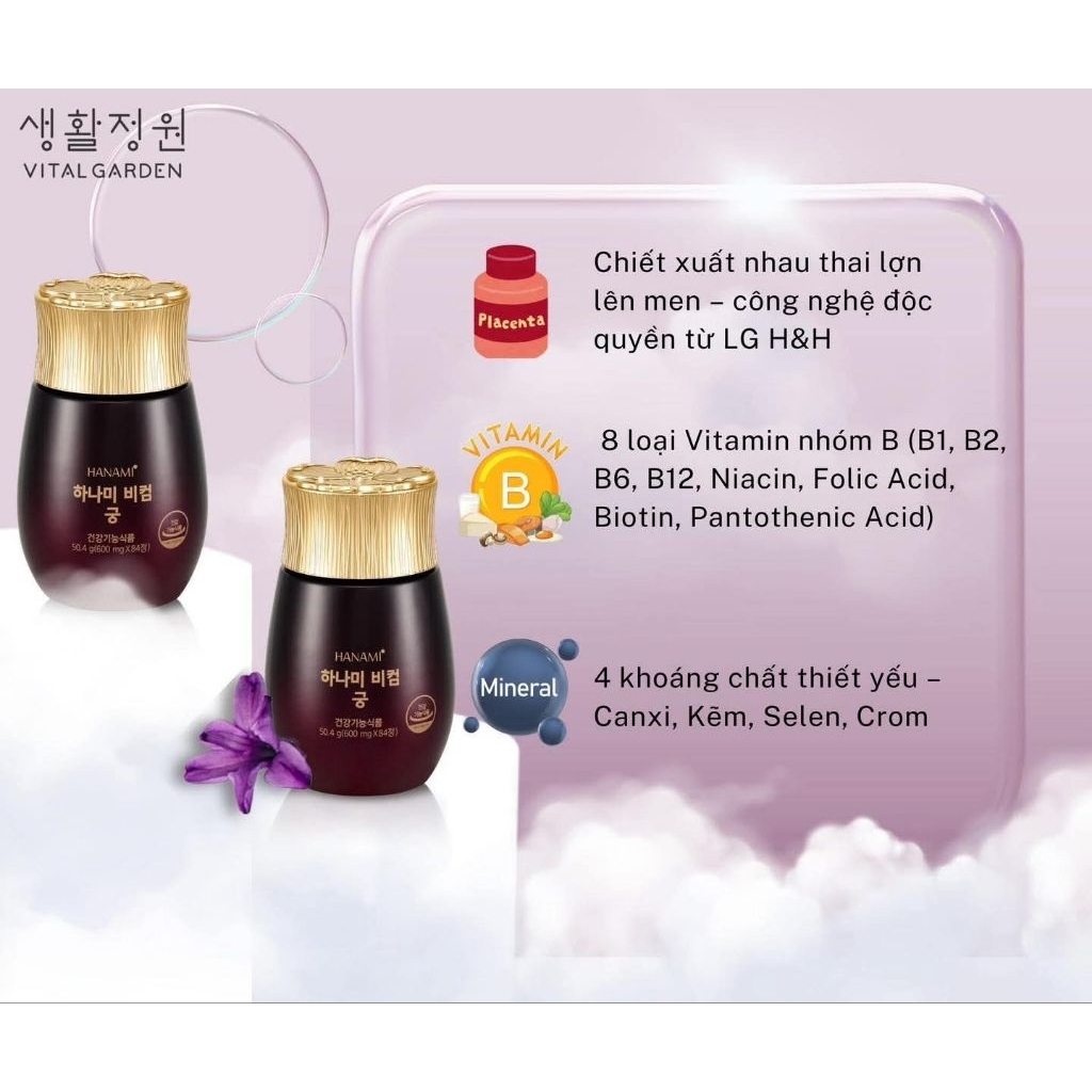 Viên Uống Hanami Bcom Gung 84 viên x 3 lọ - Bổ Sung Nội Tiết Cho Chị Em Phụ Nữ, Vừa Khỏe Mạnh Dẻo Dai Vừa Đẹp Da