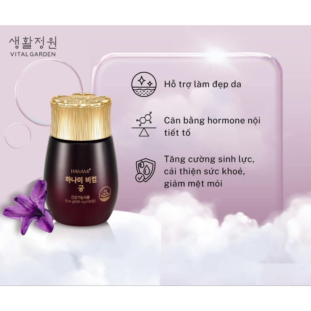 Viên Uống Hanami Bcom Gung 84 viên x 3 lọ - Bổ Sung Nội Tiết Cho Chị Em Phụ Nữ, Vừa Khỏe Mạnh Dẻo Dai Vừa Đẹp Da