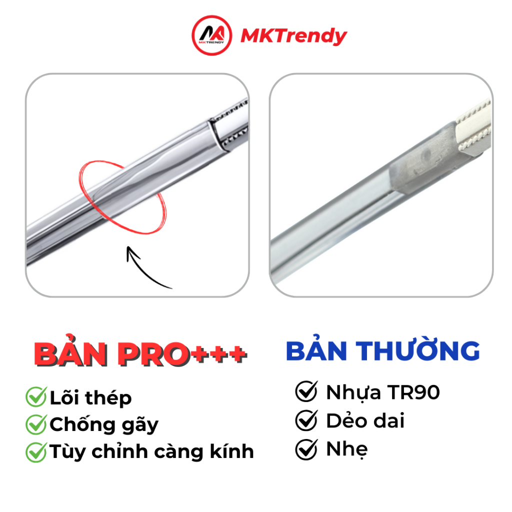 Mắt kính đổi màu nam nữ MKTRENDY gọng kim loại cao cấp chống ánh sáng xanh chống tia UV phong cách X12