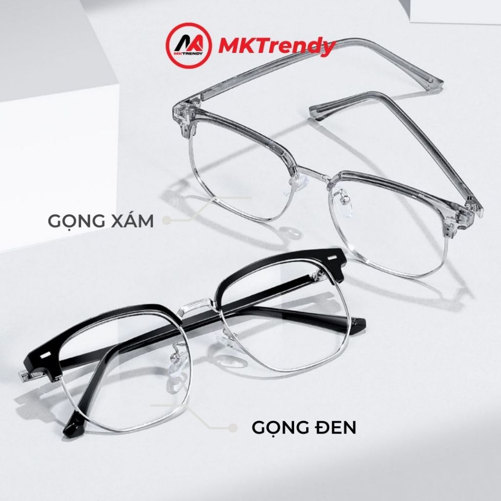 Mắt kính đổi màu nam nữ MKTRENDY gọng kim loại cao cấp chống ánh sáng xanh chống tia UV phong cách X12