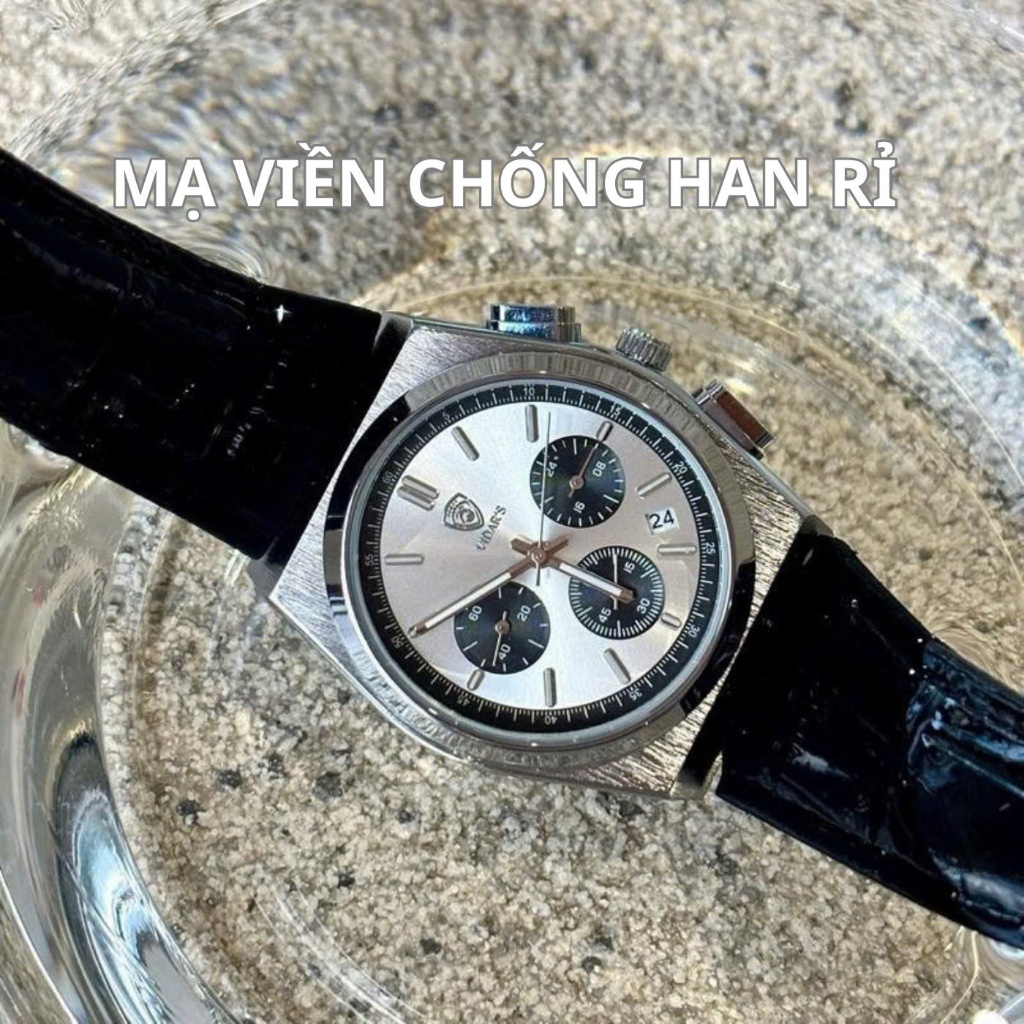 Đồng Hồ Nam VIDARS Chiến Hạm 3 Mắt 6 Kim Dây Da Mặt Tròn Dây Da Ba Mắt Bốn Máy Sáu Kim Thể Thao Chống Nước 3ATM