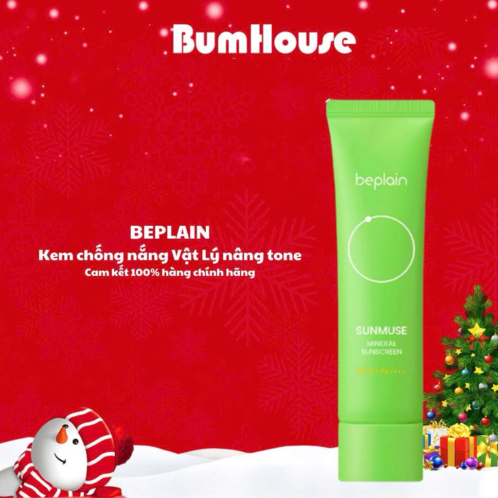 Kem Chống Nắng Beplain Sunmuse Mineral Sunscreen SPF50+ PA++++ 10ml/50ml Hỗ Trợ Kiềm Dầu, Kháng Nước (Xanh lá)
