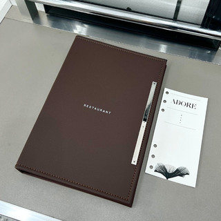 Bìa Da Menu ADOR In Khắc Logo, Quyển Menu Bìa Da, Quyển Menu Còng In Logo