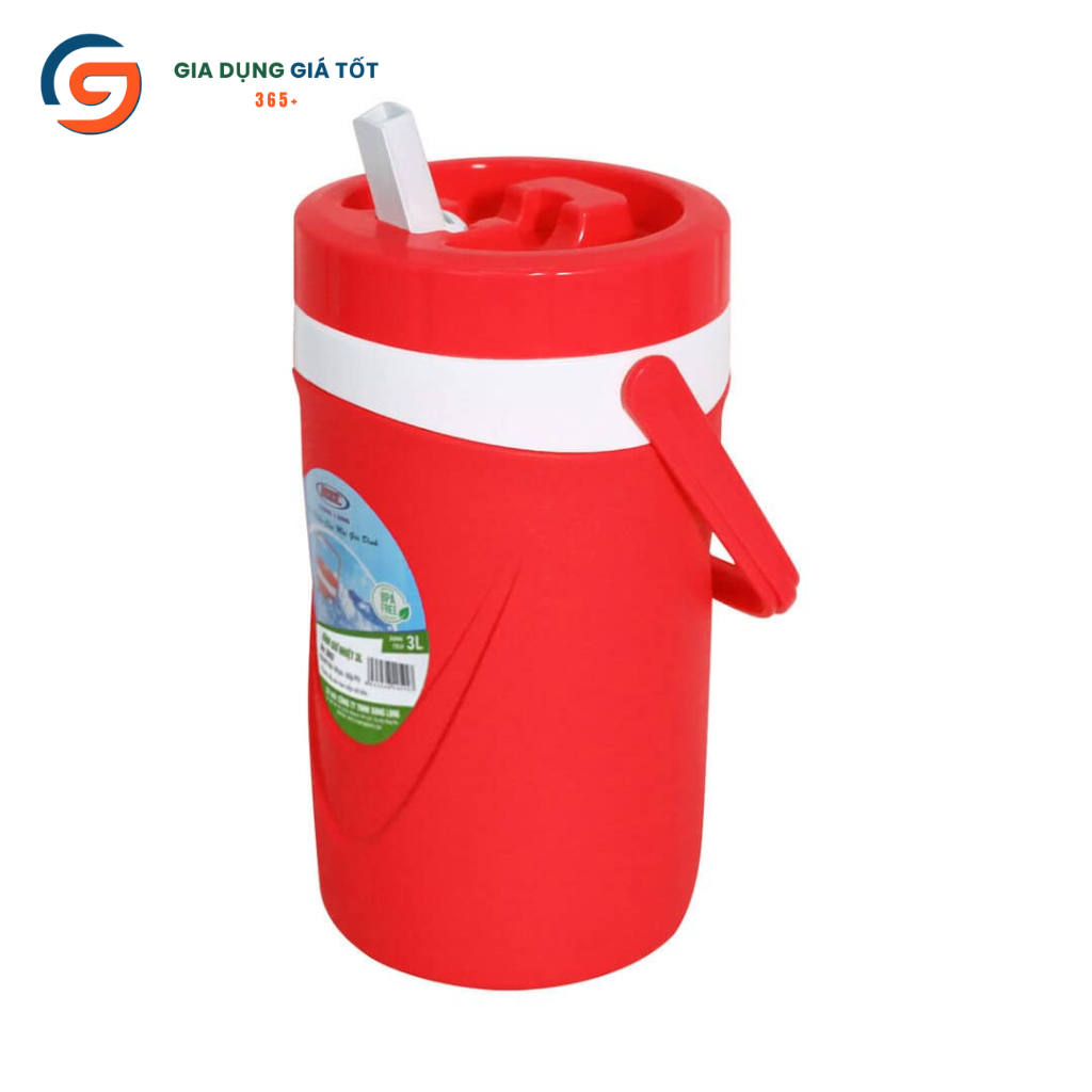 Bình nước giữ nhiệt 3 lít Song Long, bình nhựa có tay xách, dùng gia đình đi làm picnic