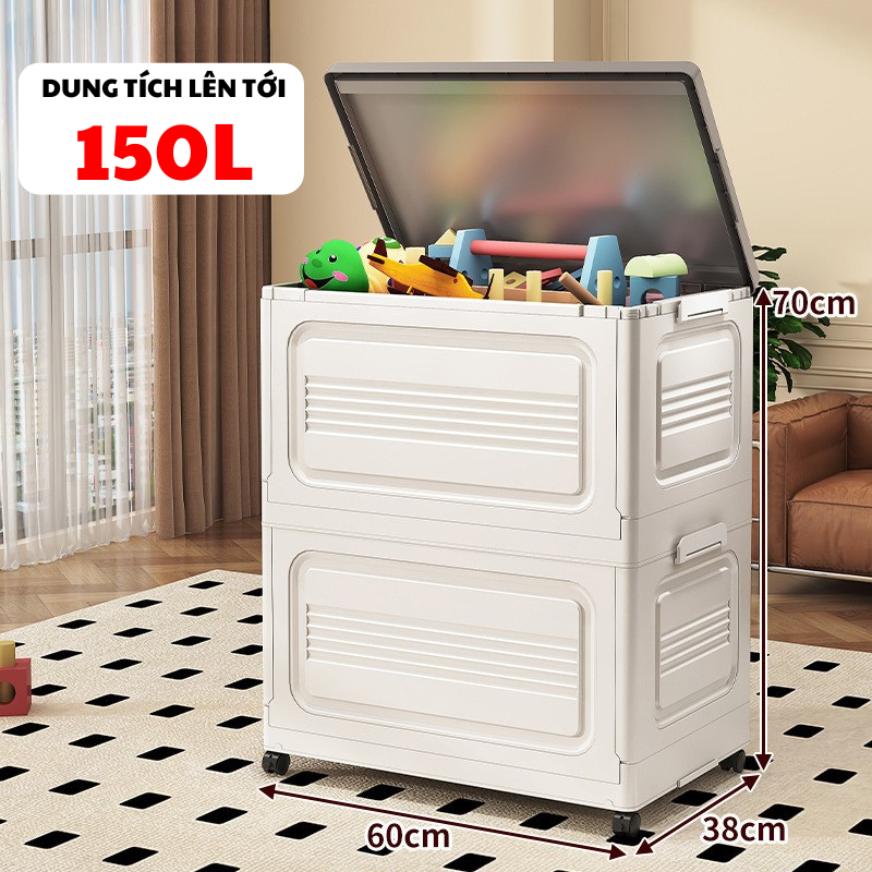 Thùng Đựng Đồ Gia Đình ENODA HOME Dung Tích Lớn, Hộp Nhựa Đựng Đồ Gấp Gọn, Lưu Trữ Đa Năng Có Bánh Xe Di Chuyển Q430