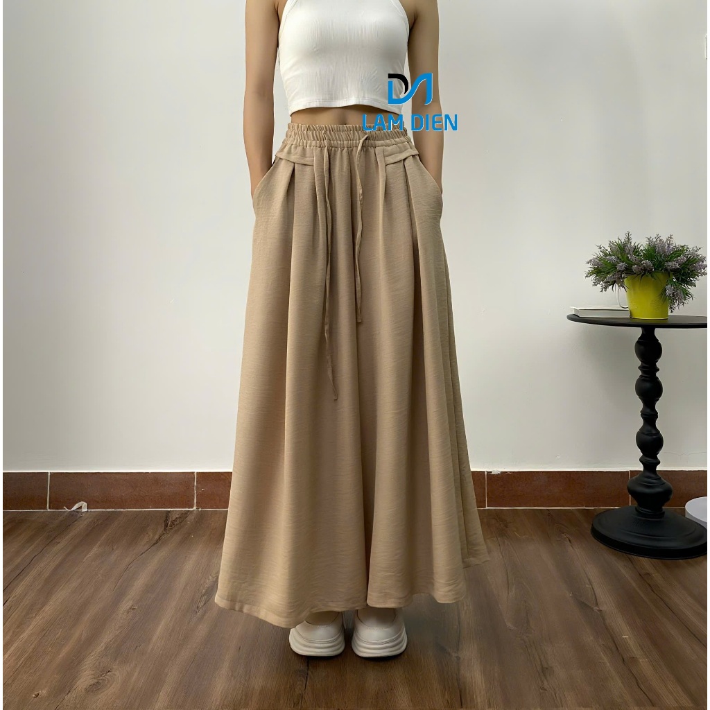Quần Ống Rộng Nữ, Quần Ống Suông Quần Váy Nữ Chất Đũi Vân Mây Thoáng Mát, Mặc Hè Trẻ Trung LQ031