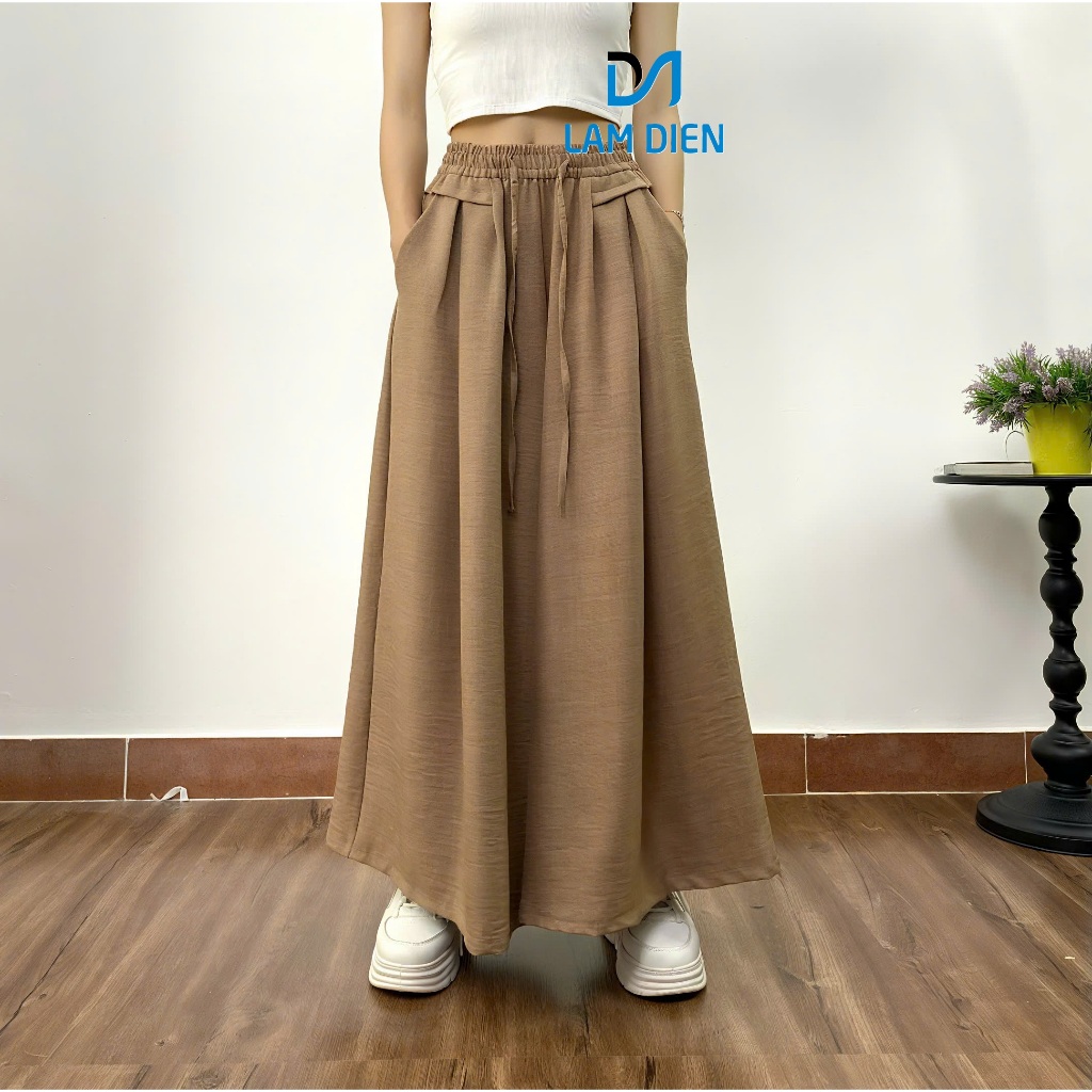 Quần Ống Rộng Nữ, Quần Ống Suông Quần Váy Nữ Chất Đũi Vân Mây Thoáng Mát, Mặc Hè Trẻ Trung LQ031