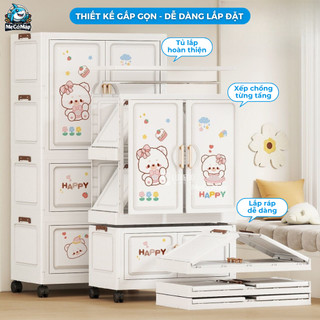 Tủ Quần Áo Gấp Gọn Có Ngăn Treo Trẻ Em, Tủ Nhựa Đa Năng Mẫu Mới Cải Tiến Lắp Ráp Dễ Dàng, Nhựa PP An Toàn - HC16