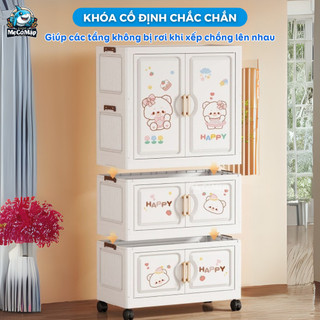 Tủ Quần Áo Gấp Gọn Có Ngăn Treo Trẻ Em, Tủ Nhựa Đa Năng Mẫu Mới Cải Tiến Lắp Ráp Dễ Dàng, Nhựa PP An Toàn - HC16
