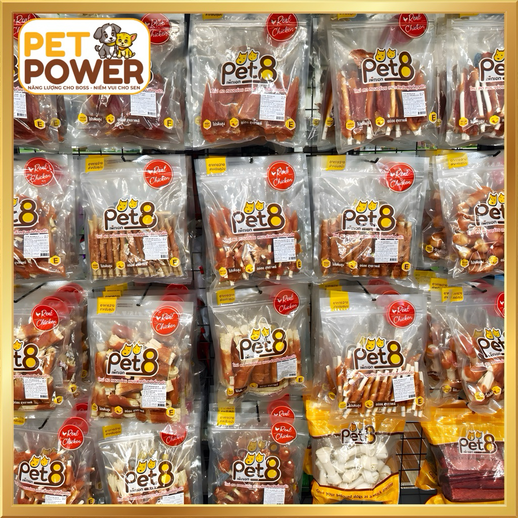Gà Sấy Khô Pet8 Chính Hãng Nhập Khẩu Thái Lan - Thức ăn vặt thưởng cho chó - [250g - 400g]