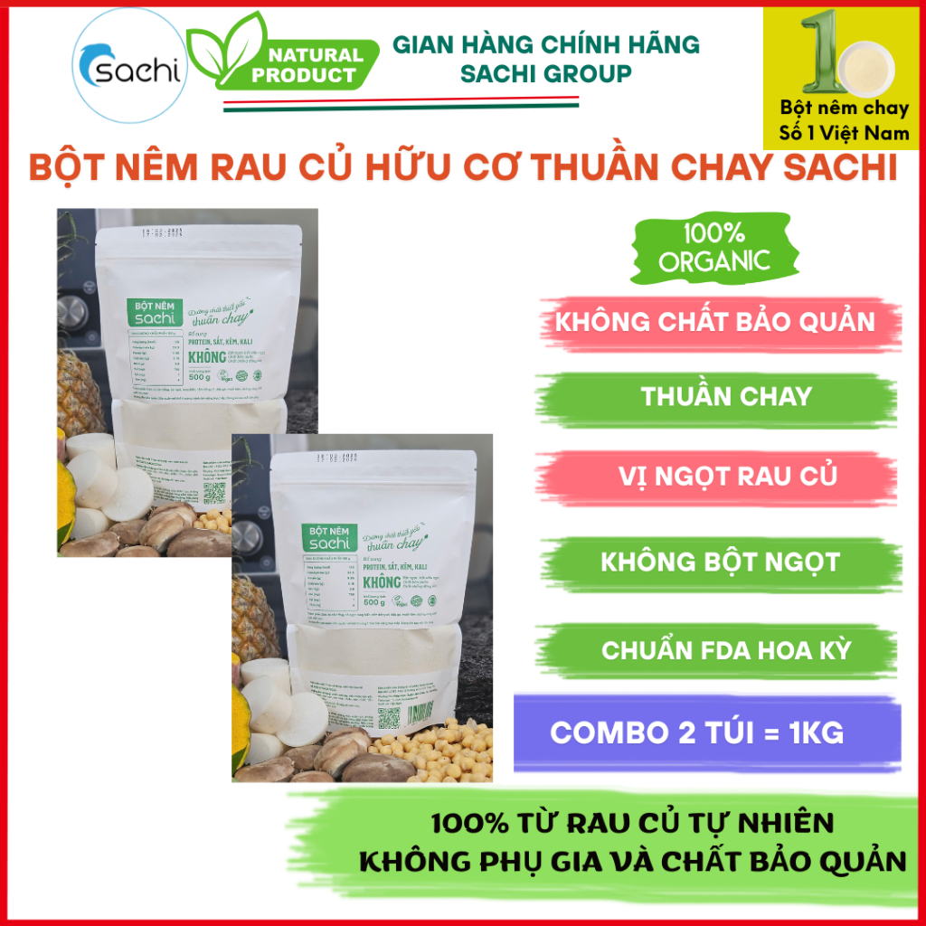 [COMBO 1KG] Bột Nêm Rau Củ SaChi 100% từ rau củ nguyên chất THUẦN CHAY ...