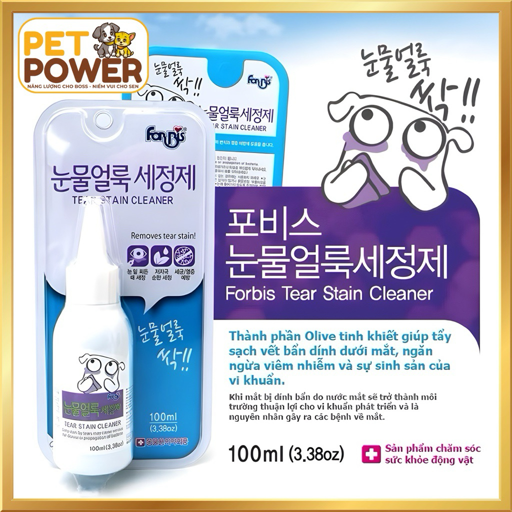 Forcans Dung Dịch Làm Sạch Mắt, Vệ Sinh Vết Ố Mắt Cho Thú Cưng 100ml