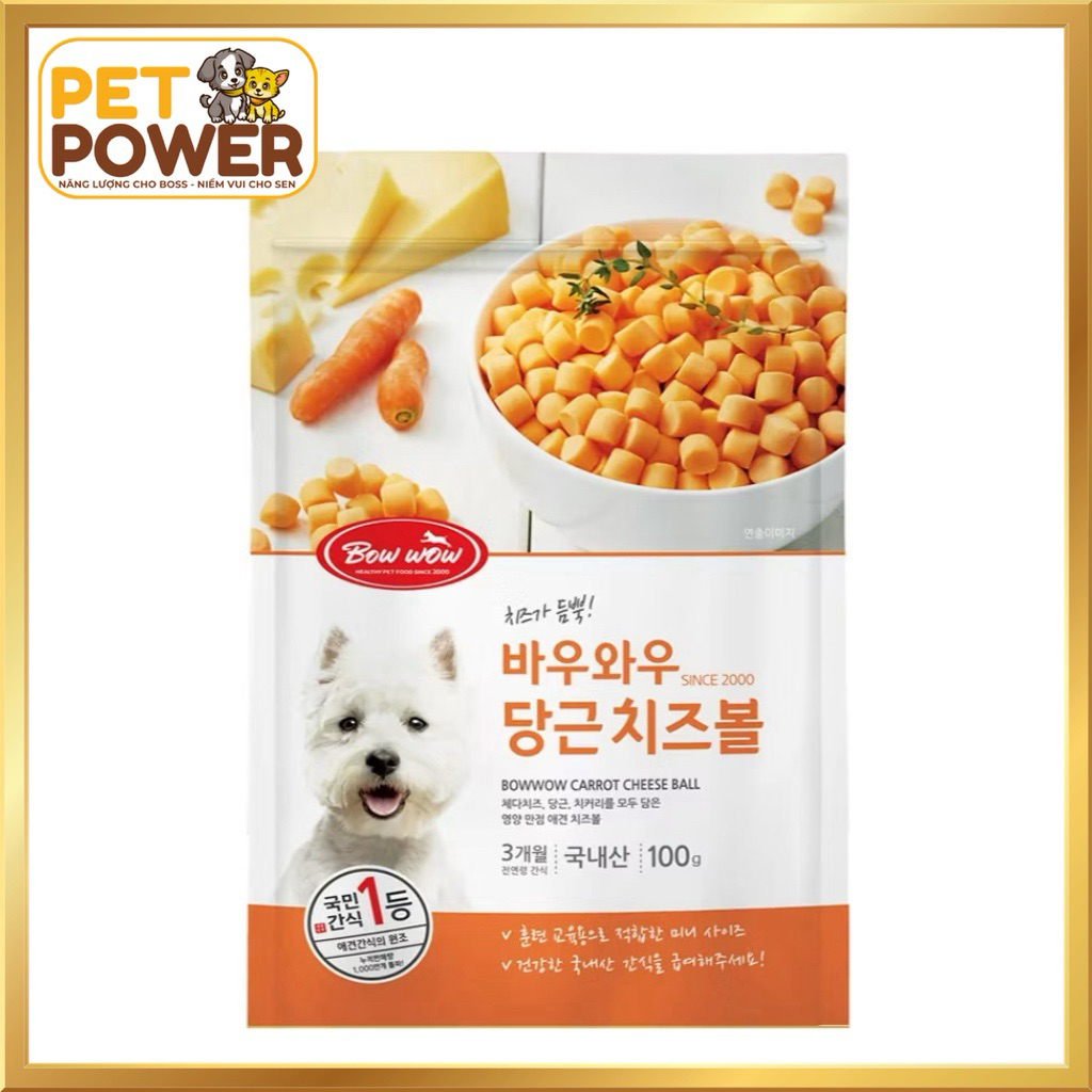 Bowwow Cheese Ball - Snack phô mai viên dành cho chó - 100g