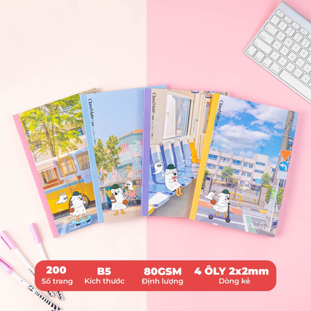 Tập Sinh Viên Miền Nam B5 Classmate Vở 4 Ôly (2x2mm) Vở 200 Trang 80GSM, Bìa Cute, Vở Ô Li Học Sinh Cấp 1 NB5-20-0314S