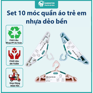 Set 10 móc quần áo trẻ em Hokori Việt Nhật nhựa dẻo bền đẹp tiện lợi MS: 2830 #A133
