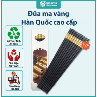 Đũa mạ vàng Hàn Quốc cao cấp, đũa nhựa kháng khuẩn chống trơn trượt #A160