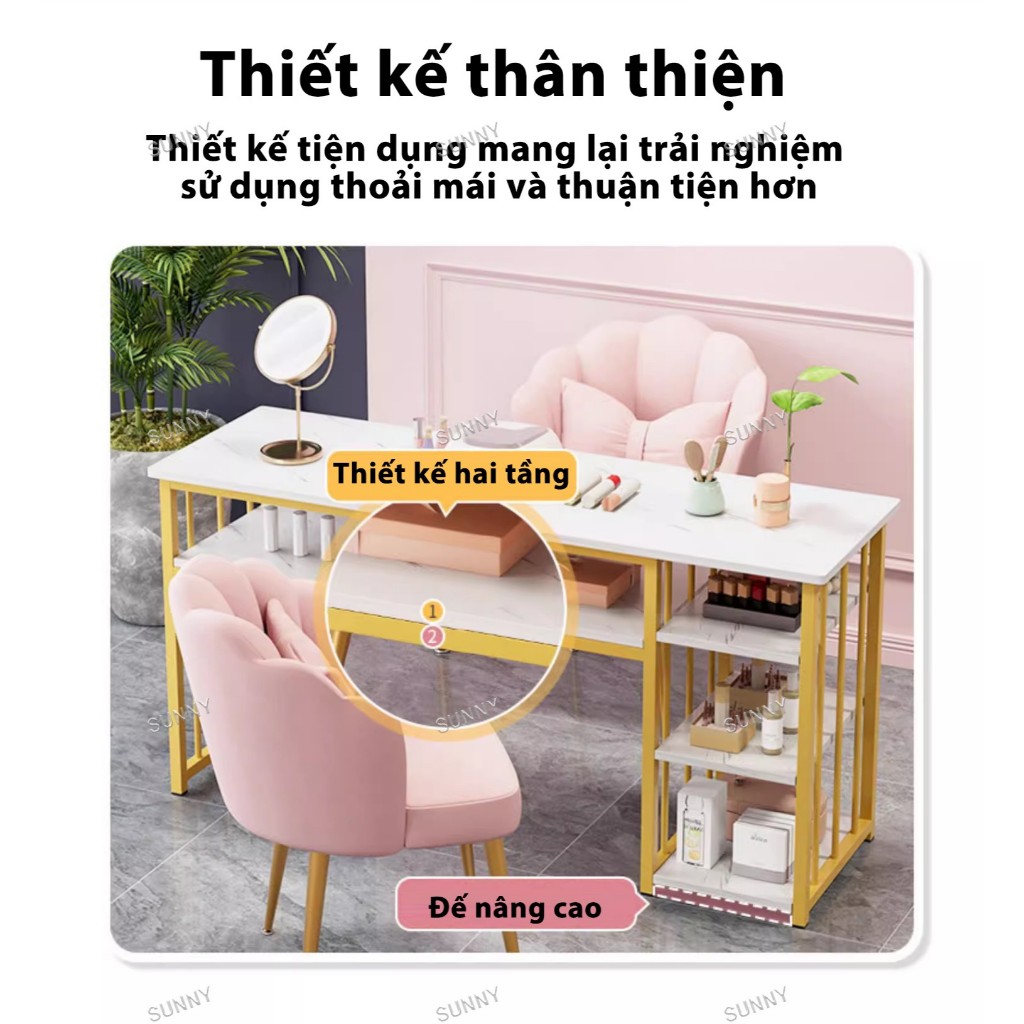 SUNNY Bàn đá làm móng phong cách Hàn Quốc bàn trang điểm ghế trang điểm thiết kế đơn giản