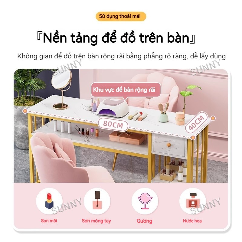 SUNNY Bàn đá làm móng phong cách Hàn Quốc bàn trang điểm ghế trang điểm thiết kế đơn giản