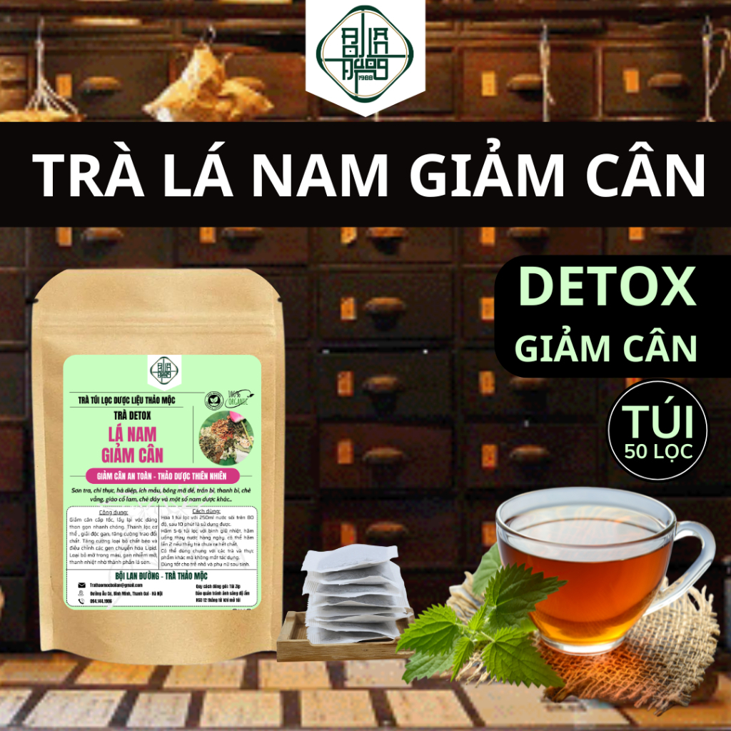 Trà túi lọc lá nam 10 vị - Bội Lan Đường - thải mỡ hủy mỡ, giảm cân không mất nước - Túi 50 lọc