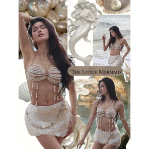 SET BIKINI MERMAID YÊN ĐAN ĐÍNH KẾT THỦ CÔNG ĐI BIỂN MÙA HÈ TẶNG KÈM BRA DA DÂY ĐÁ THẮT LƯNG(ẢNH THẬT)