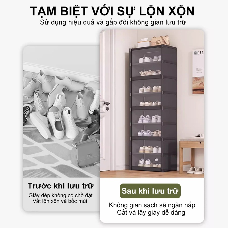 𝐎𝐥𝐢𝐟𝐞 Kệ Giày Chống Bụi Giá Để Giày Dễ Lắp Ráp Kệ Để Giày Lật Bìa Nhiều Lớp Tủ Giày Dép Đa Năng
