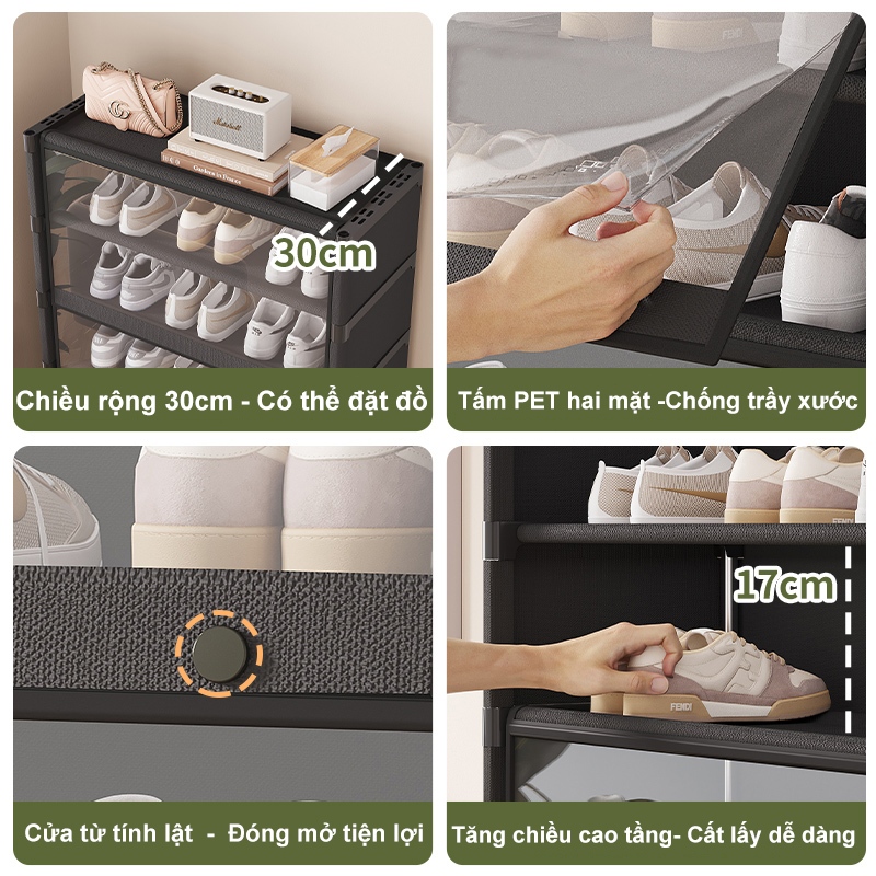𝐎𝐥𝐢𝐟𝐞 Kệ Giày Chống Bụi Giá Để Giày Dễ Lắp Ráp Kệ Để Giày Lật Bìa Nhiều Lớp Tủ Giày Dép Đa Năng