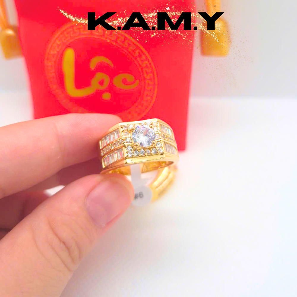 Nhẫn Nam Mạ Vàng 18K Đính Đá CZ Sang Trọng– Phong Cách Lịch Lãm, Thời Trang Nam Đẳng Cấp