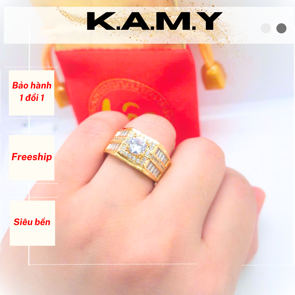 Nhẫn Nam Mạ Vàng 18K Đính Đá CZ Sang Trọng– Phong Cách Lịch Lãm, Thời Trang Nam Đẳng Cấp