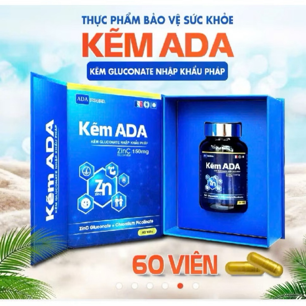 ✅(chính hãng) kẽm ADA hộp 60 viên tặng kèm 1 bọt vệ sinh nam(hàng date mới, chuẩn xịn)