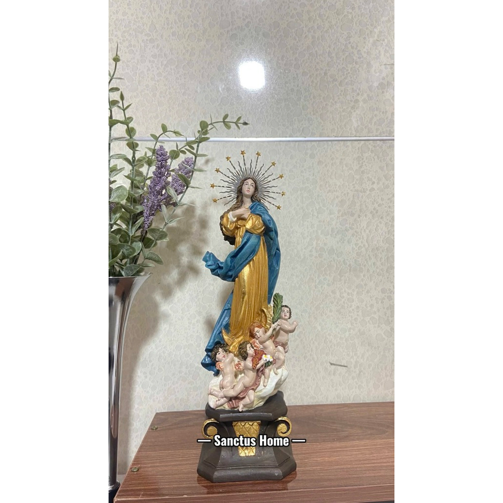 Tượng Đức Mẹ Hồn Xác Lên Trời Mẫu Pháp 35cm I Tượng Công Giáo Vẽ Tay Cao Cấp.