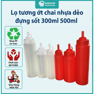 Lọ tương ớt Việt Nhật chai nhựa dẻo đựng sốt 300ml 500ml cao cấp MS: 2923/ 2925