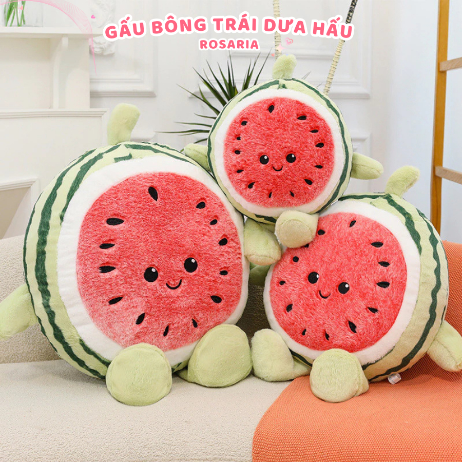 Gấu bông quả dưa hấu cao cấp. Trái dưa hấu nhồi bông làm quà tặng đáng yêu. Quà tặng em bé Rosaria