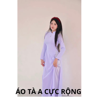 Áo dài học sinh cổ U vuông hở saam lụa mỹ màu trắng 3 cấp độ, mặc đi học hội lớp hội khóa  kỉ yếu