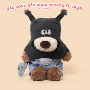 Gấu bông Puppy siêu trộm đáng yêu. Thú nhồi bông chó cún mặc yếm trùm đầu siêu trộm 40cm, Quà tặng sinh nhật Rosaria