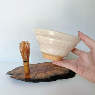 Chawan Đánh Matcha Trắng Vuốt Tay 13,5*7cm Có Triện - Gốm Nhật 2hand