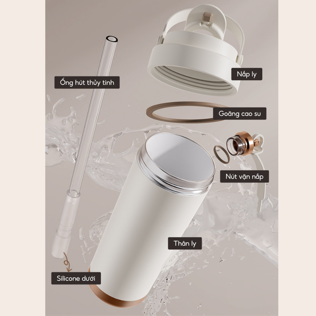 Ly giữ nhiệt khắc tên BOTTLY Elegant 500ml/750ml, inox 304, lõi tráng sứ cao cấp, chính hãng 84HYDRO