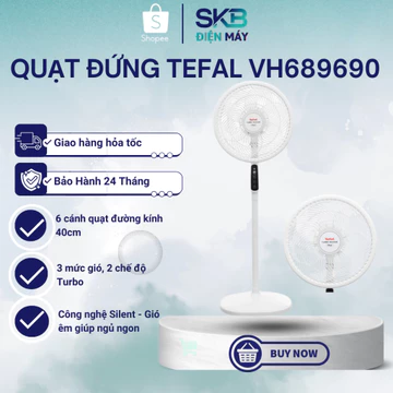 Quạt đứng Tefal VH689690 (Có REMOTE Điều Khiển) - Quạt sàn Tefal VH686790 công suất 80W - Chính Hãng