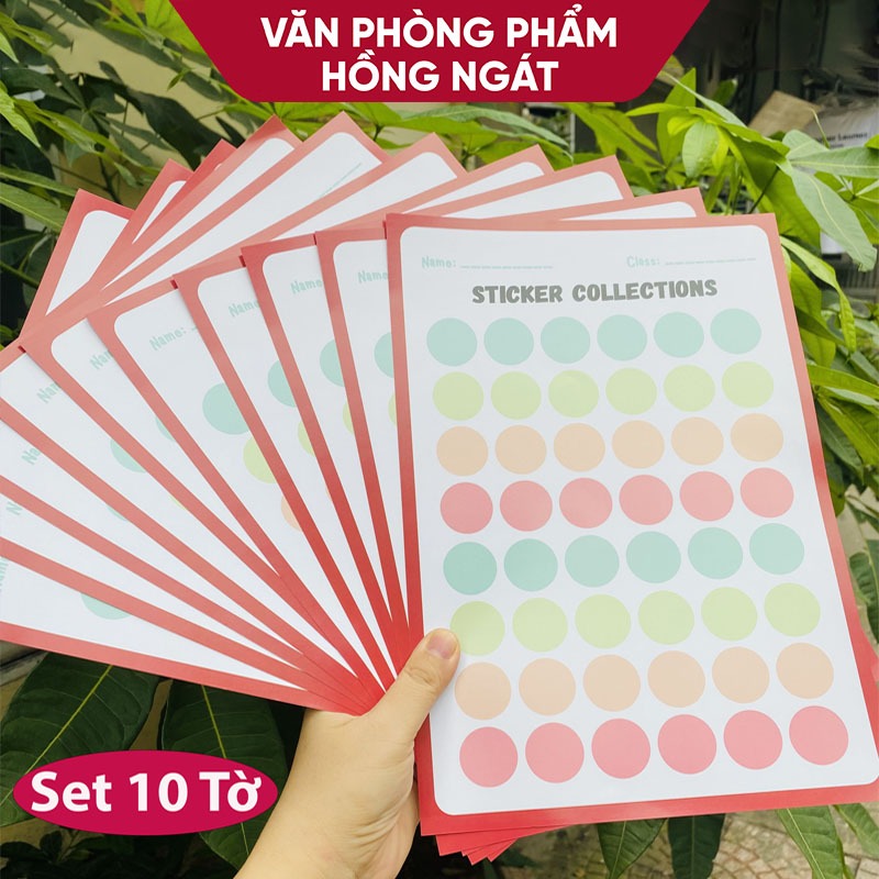 Set 10 tờ phiếu dán sticker 2 mặt A4 A5, phiếu dán sticker để tích điểm ...