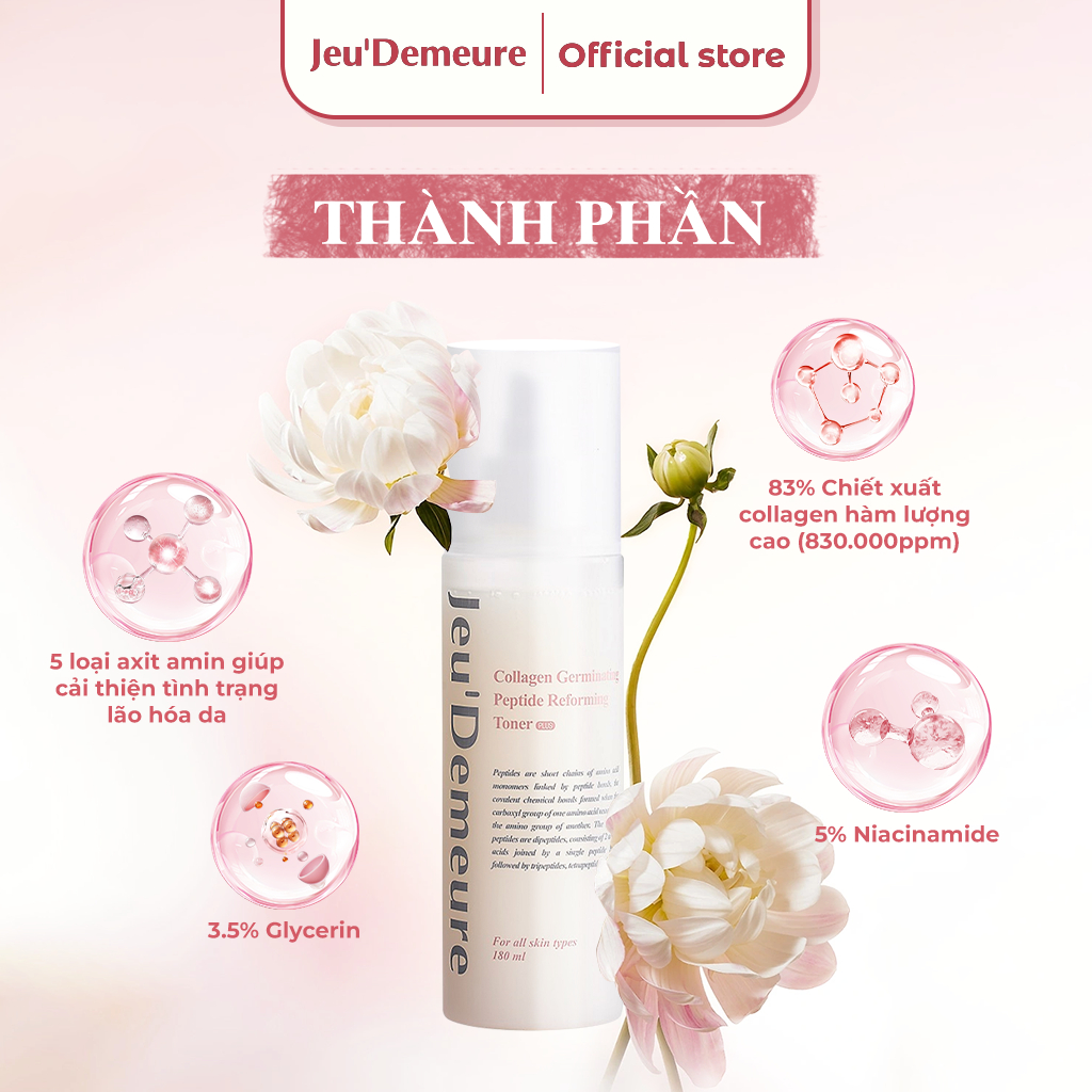 [SALE] Toner Cấp Ẩm Dưỡng Trắng - Nước hoa hồng hiệu JEUDEMEURE Collagen Germinating Peptide Reforming Toner Plus