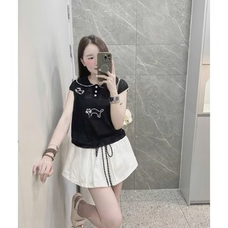 Áo Len Mongtoghi Ngắn Tay Nữ Họa Tiết Cute QCCC Cao Cấp
