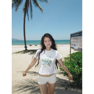 [7 MẪU] Áo thun nữ MINI TEE SUMMER vibes hình in biển du lịch mùa hè cotton co dãn - Kraken Drk