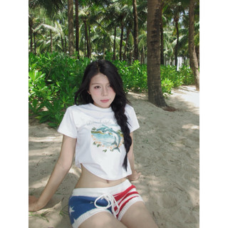 [7 MẪU] Áo thun nữ MINI TEE SUMMER vibes hình in biển du lịch mùa hè cotton co dãn - Kraken Drk