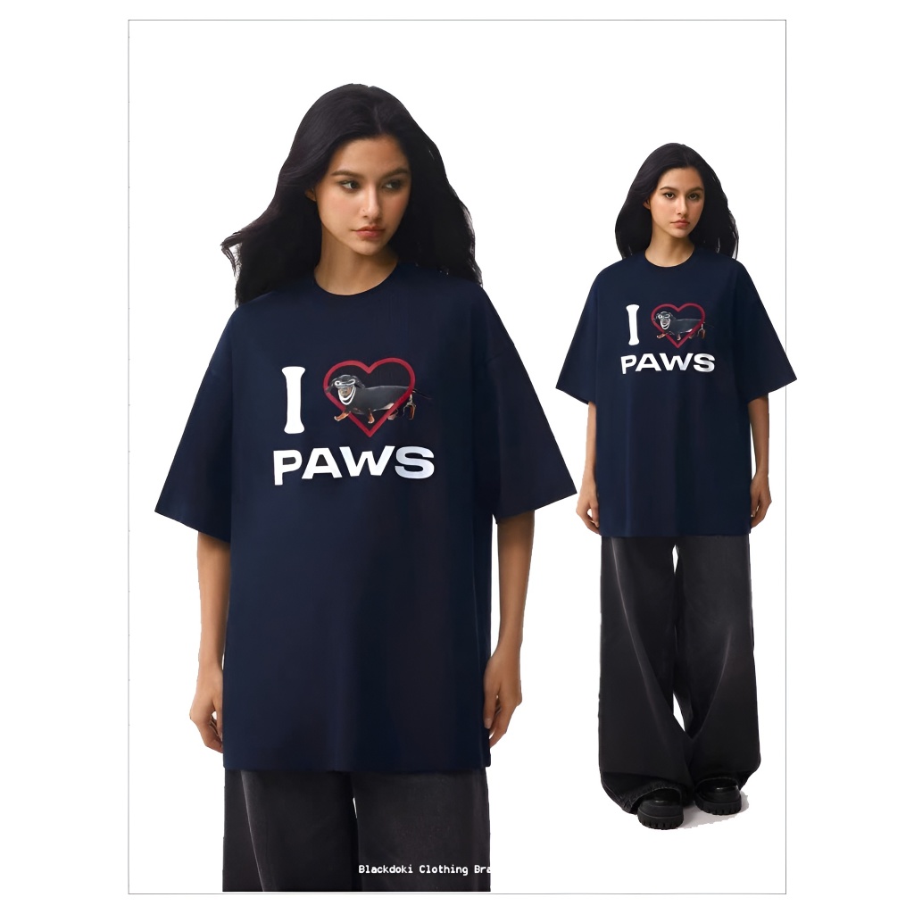 BLACKDOKI Áo thun trễ vai ILOVEBAWS basic tay ngắn lệch vai cotton 250gsm nữ womanwear