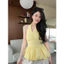 Áo cổ yếm hoạ tiết bo chun xoè dáng bí peplum Áo Kiểu Nữ the.sweaterweather TSW