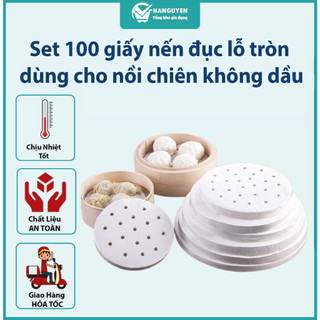 Set 100 giấy nến đục lỗ tròn dùng cho nồi chiên không dầu loại 1 cao cấp
