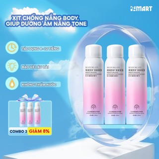 Combo 3 Chai Xịt Chống Nắng Body Maycreate Moisturizing Spray 150ml, Xịt Chống Nắng Giúp Nâng Tone Dưỡng Ẩm Cho Da