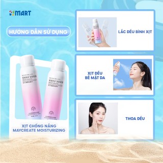 Combo 3 Chai Xịt Chống Nắng Body Maycreate Moisturizing Spray 150ml, Xịt Chống Nắng Giúp Nâng Tone Dưỡng Ẩm Cho Da
