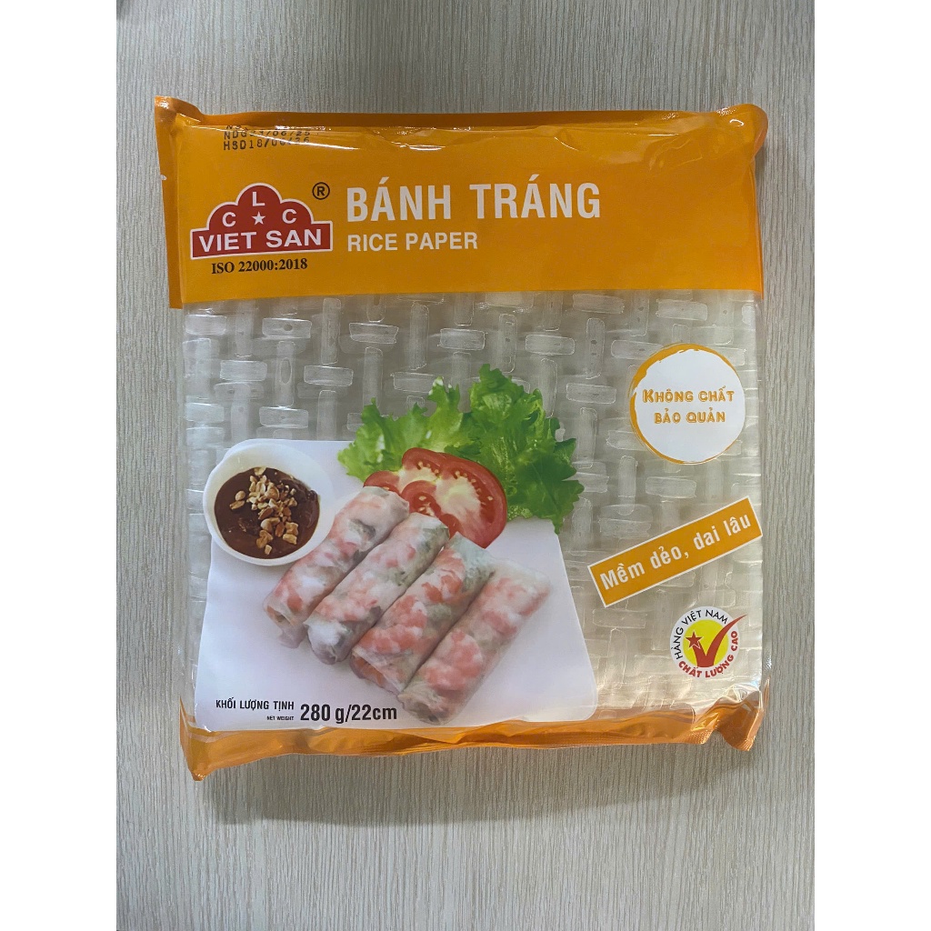 Bánh Tráng Việt San 22cm 280g - Bánh Tráng Gạo Mỏng Dẻo Cuốn Gỏi Cuốn Chả Giò Bánh Tráng Cuốn